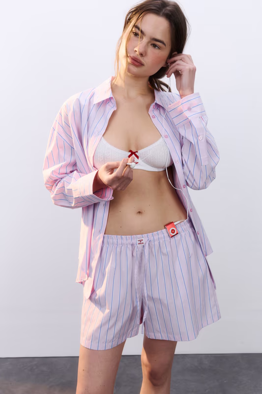 Шорты на завязках с принтом в полоску  BEFREE