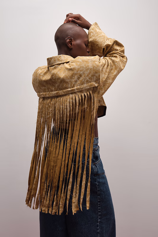 Рубашка джинсовая с бахромой YANA BESFAMILNAYA