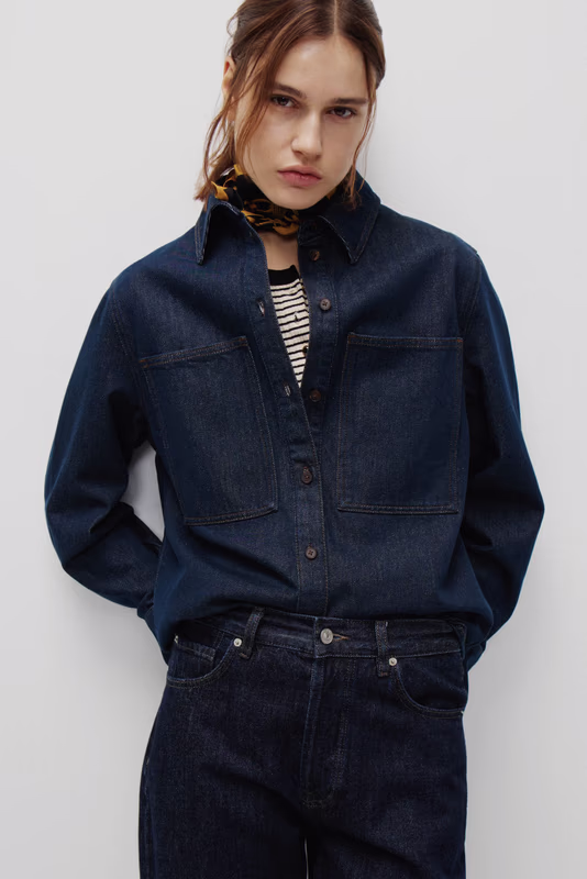 Джинсовая рубашка с карманами LIME