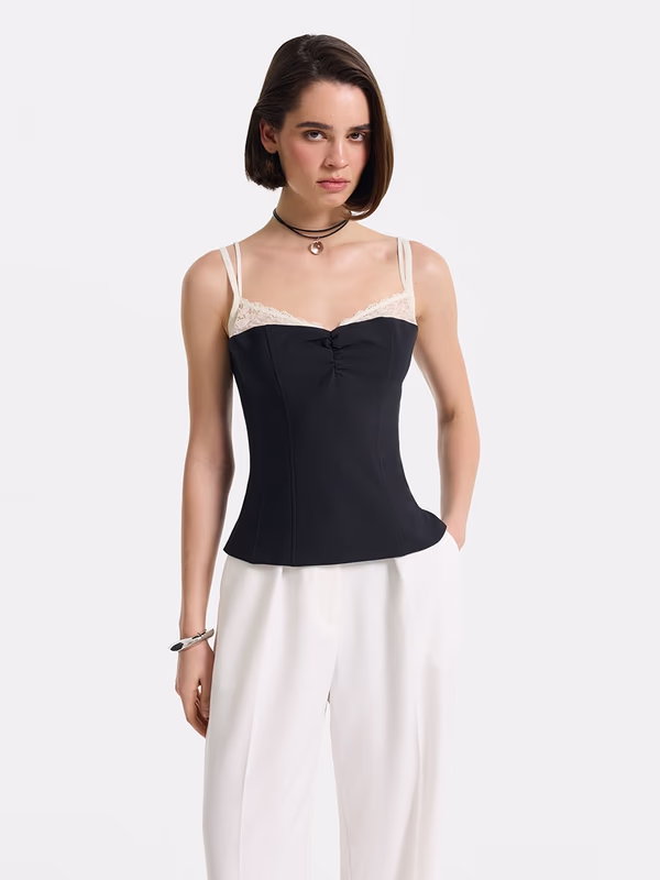 Топ на бретелях с кружевом LOVE REPUBLIC