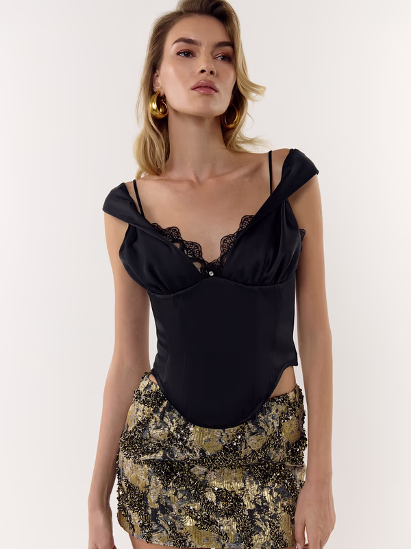 Корсет с вставкой из кружева NUDESTORY