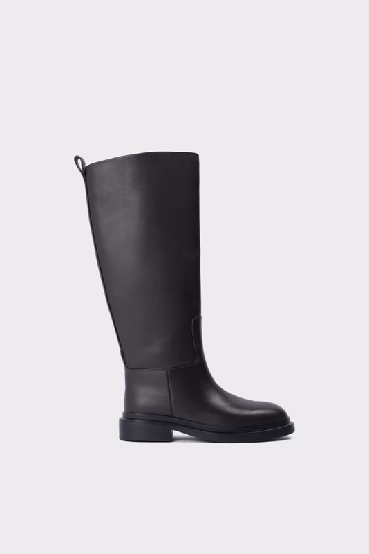 Кожаные сапоги на блочном каблуке LIME