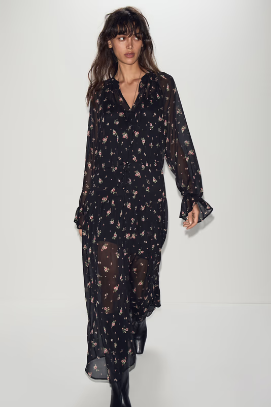 Комбинированное платье миди с принтом LIME