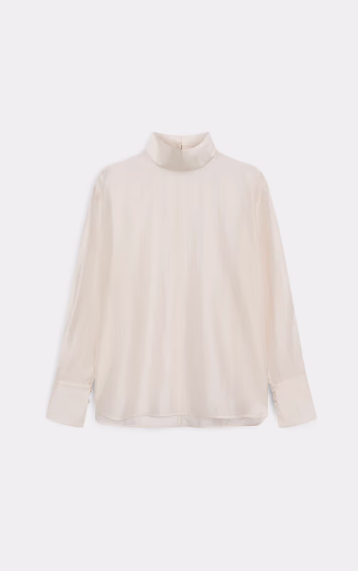 Белая блуза с воротником-стойкой 1811