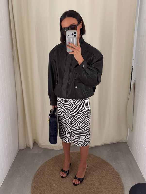 Юбка прямая миди с принтом MATU