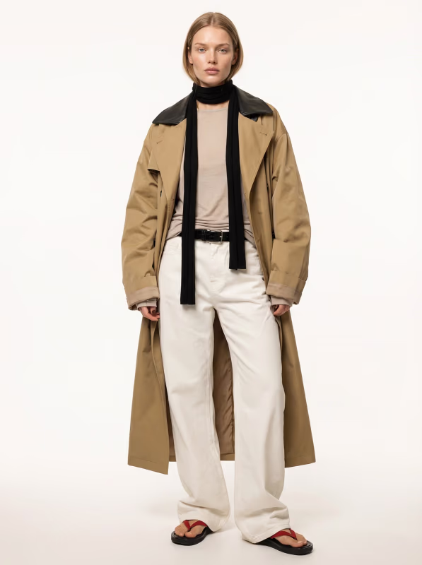 Плащ с кожаным воротником NEXTDORE