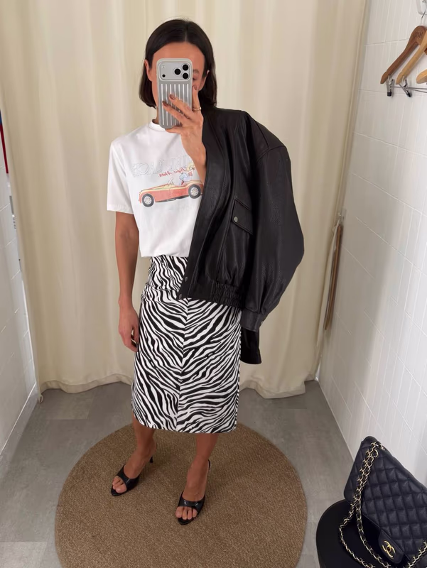 Юбка прямая миди с принтом MATU