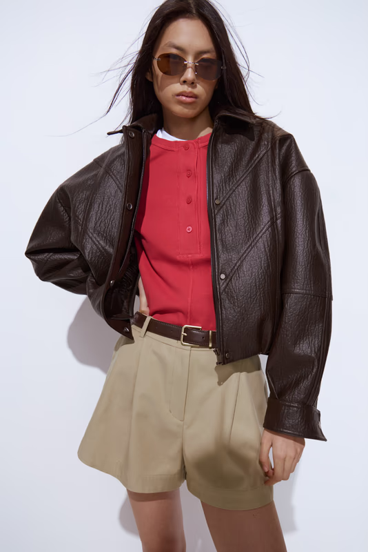 Куртка из ткани с отделкой под кожу LIME