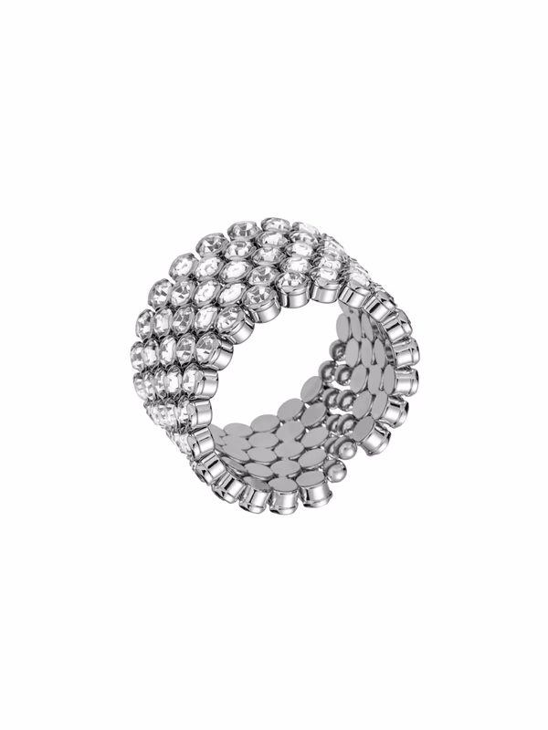 Серебристый массивный браслет с цирконами LIO STORE